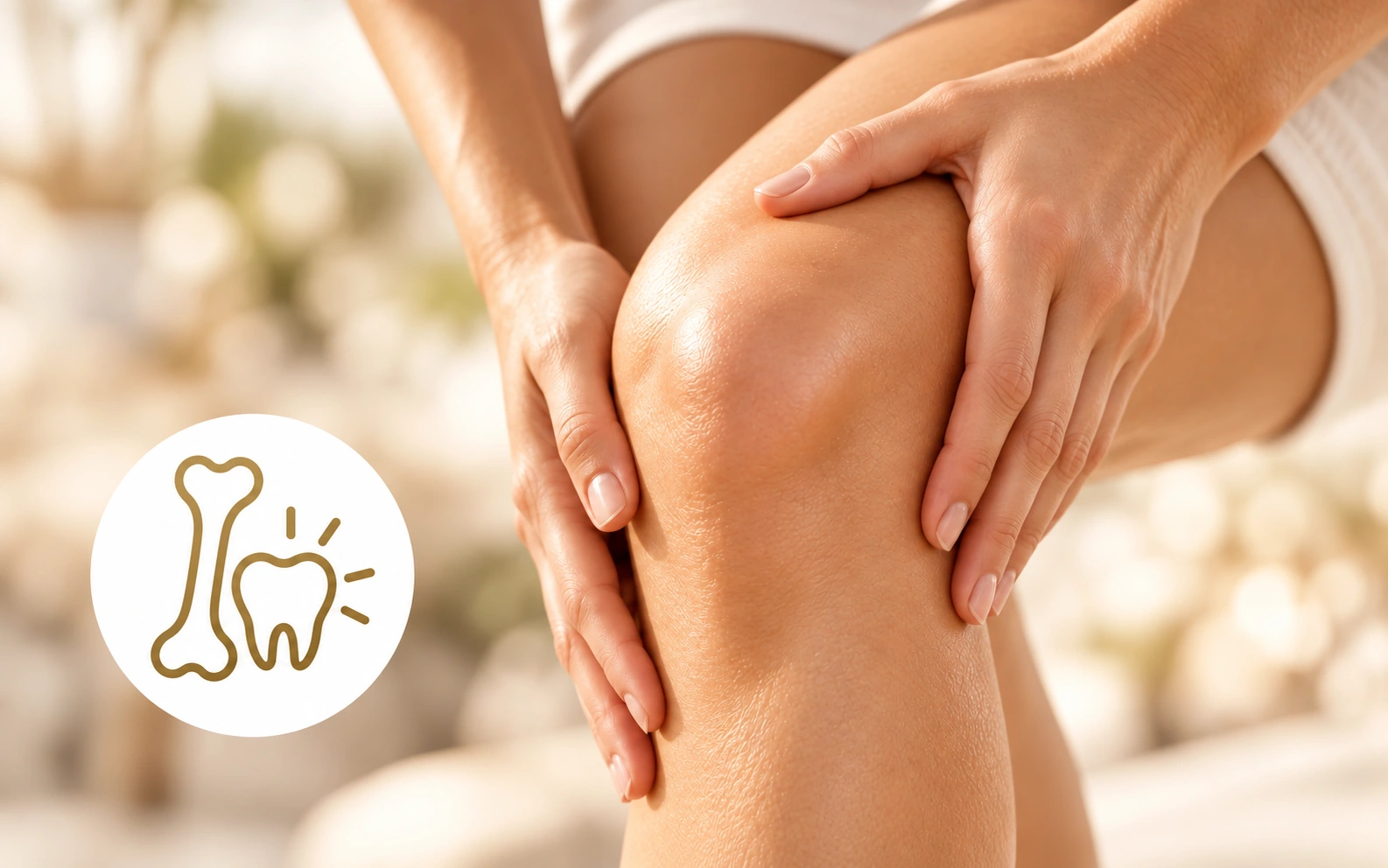 Mujer con dolor en articulación de rodilla