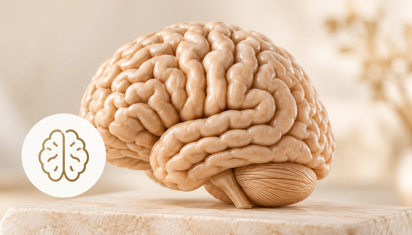 Modelo de cerebro humano que ilustra cómo el DHA contribuye al funcionamiento normal del cerebro