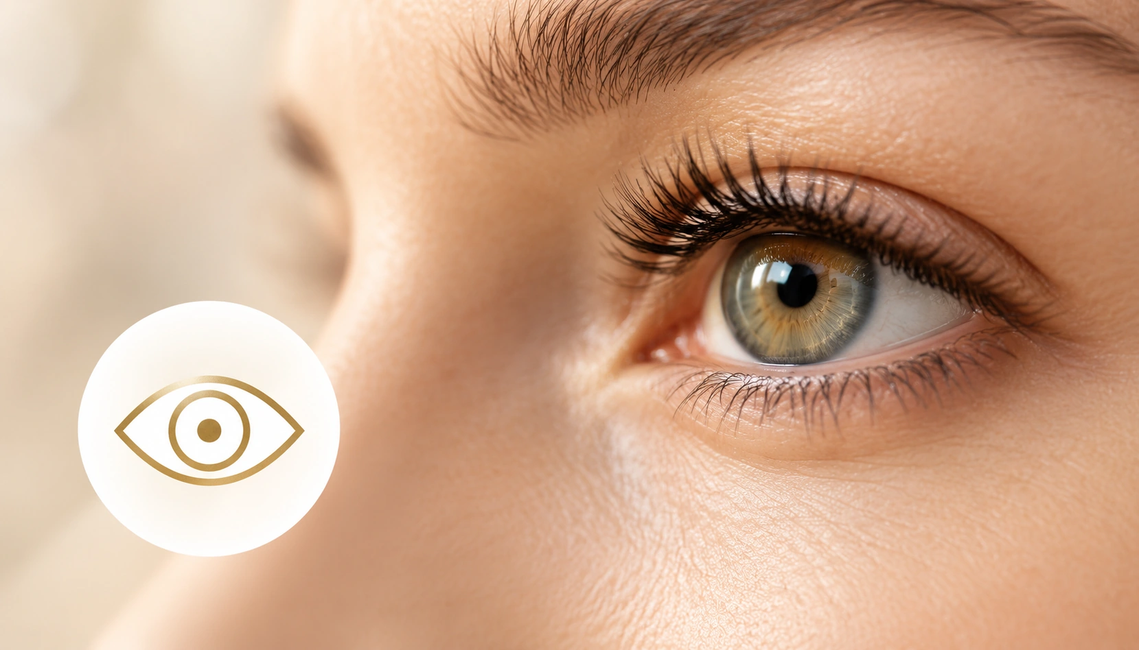 Primer plano de un ojo que ilustra cómo el DHA contribuye al mantenimiento de la visión normal